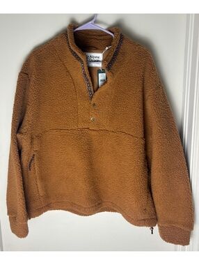 Alpine Design Women’s M Sherpa Pullover Caramel Latte 1/4 Snap Fleece NWT